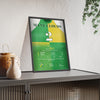 Many Clouds Grand National 2015 Horse Racing Poster - Aspell Back to Back Silks Print framed and leaning on a sideboard