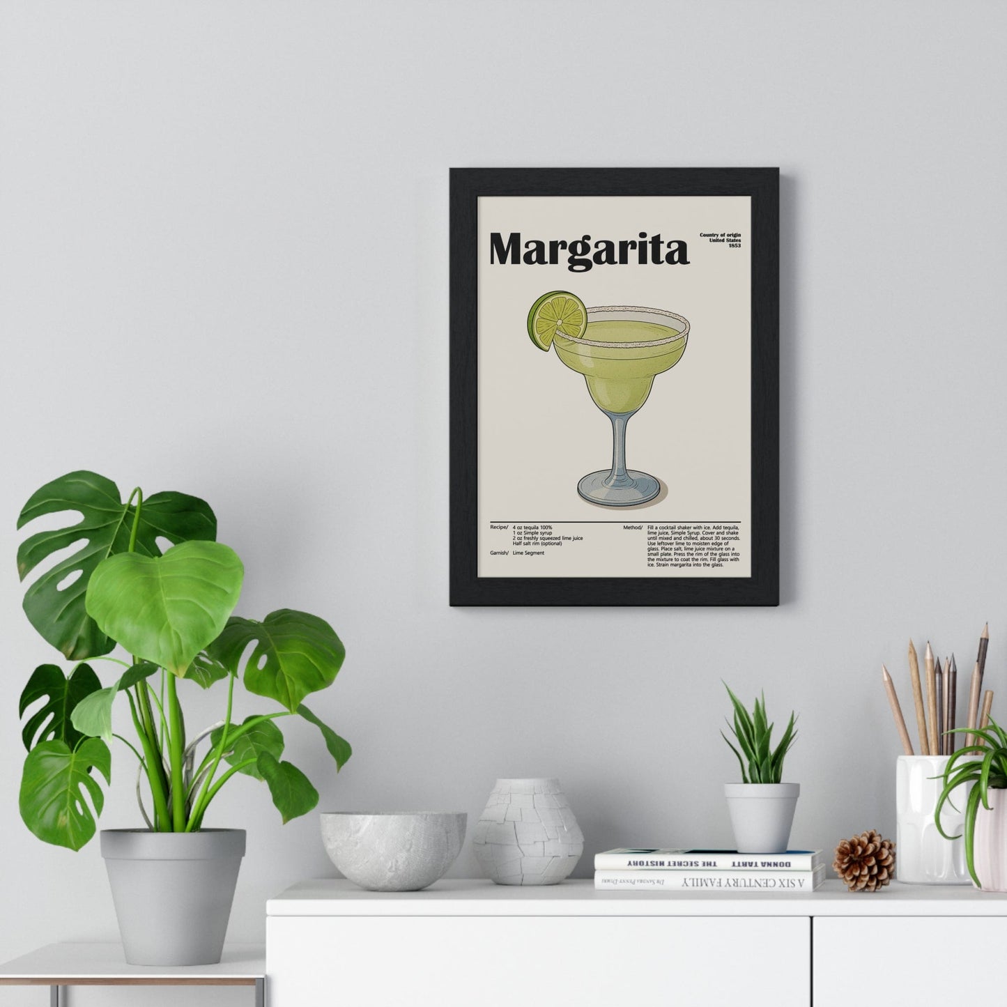 Framed Margarita Cocktail - Classic Tequila Drink - print