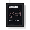 Marina Bay Circuit print framed in a black frame, ready to hang