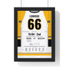 Mario Lemieux 1991 Cup Final Solo Goal Poster - Pittsburgh Penguins 66 Hockey Jersey Print framed in a black frame, ready to hang