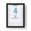 Marseille Champions League Final 1993 Poster - Basile Boli 4 Header v Milan Shirt Print framed in a black frame, ready to hang