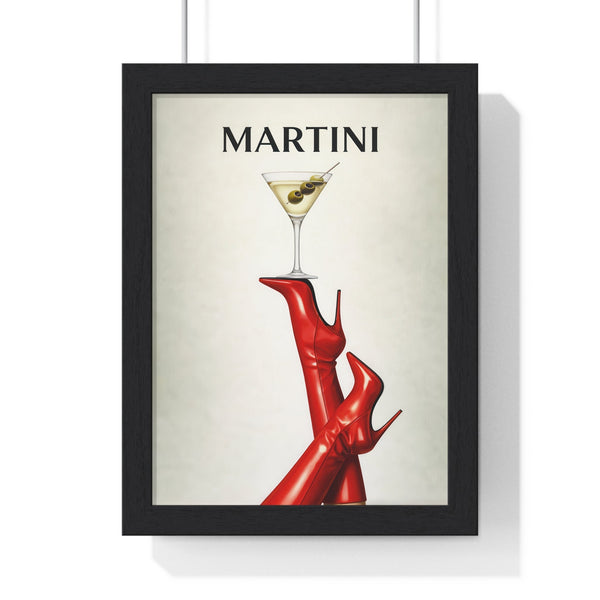 Framed Martini Cocktail Fashion home bar wall art print in black frame