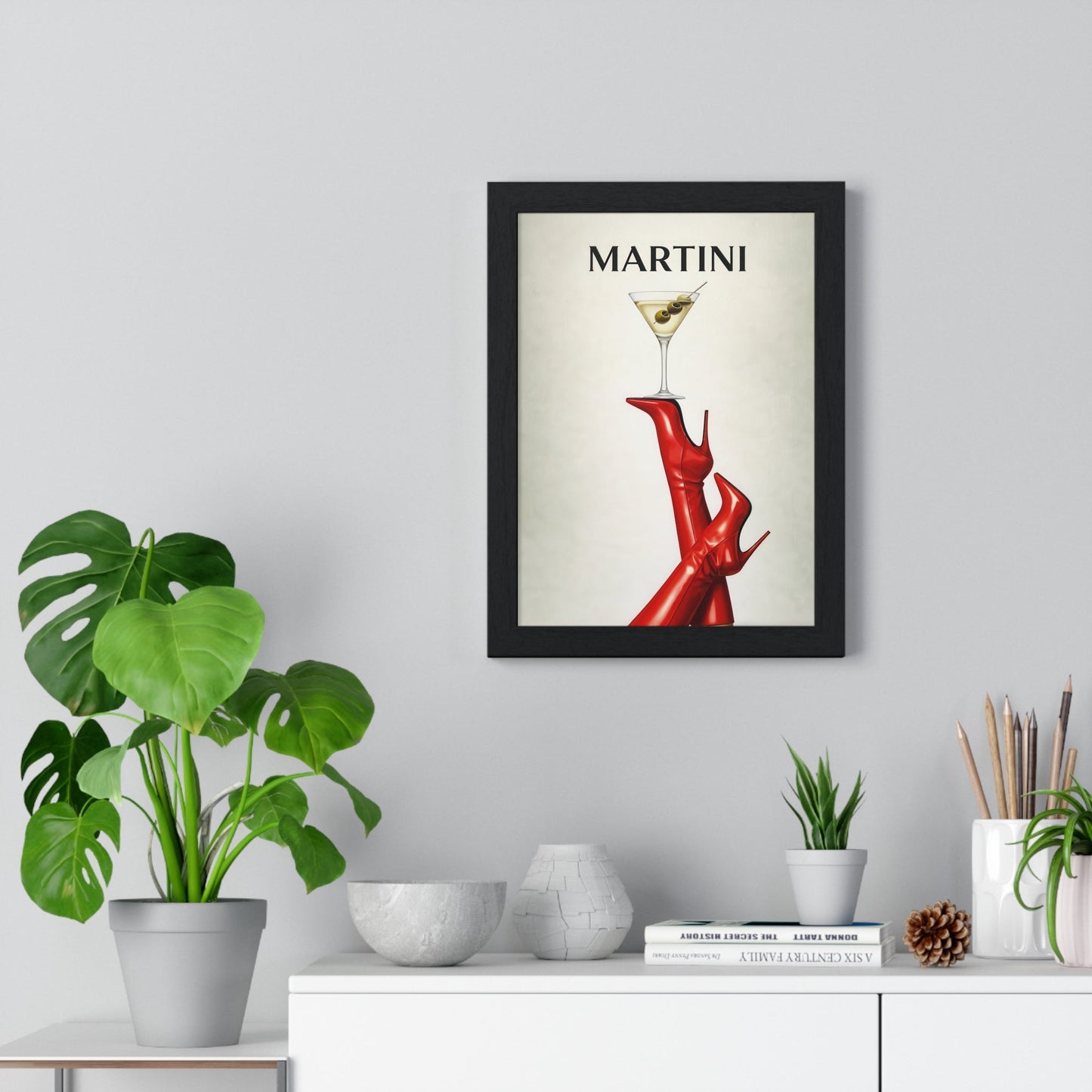 Framed Martini Cocktail Fashion - Home Bar Print print