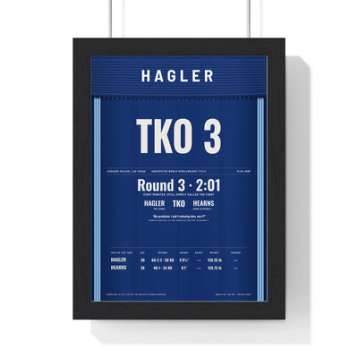 Hagler v Hearns 1985 Boxing Poster framed in a black frame, ready to hang