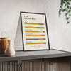 Mash Bill print framed and leaning on a sideboard