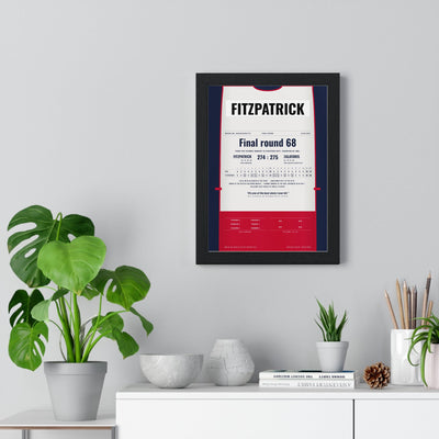 Matt Fitzpatrick Brookline 2022 Golf Poster - Caddie Bib Final Round Win Print framed on a living room wall