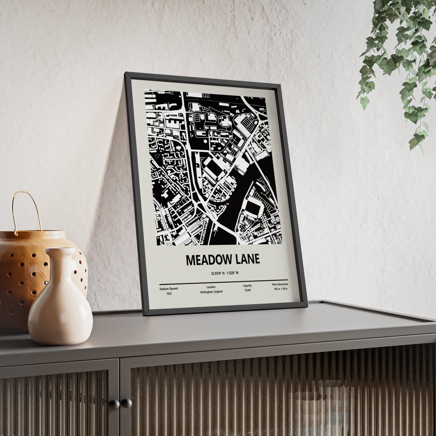 Framed Meadow Lane Stadium map print