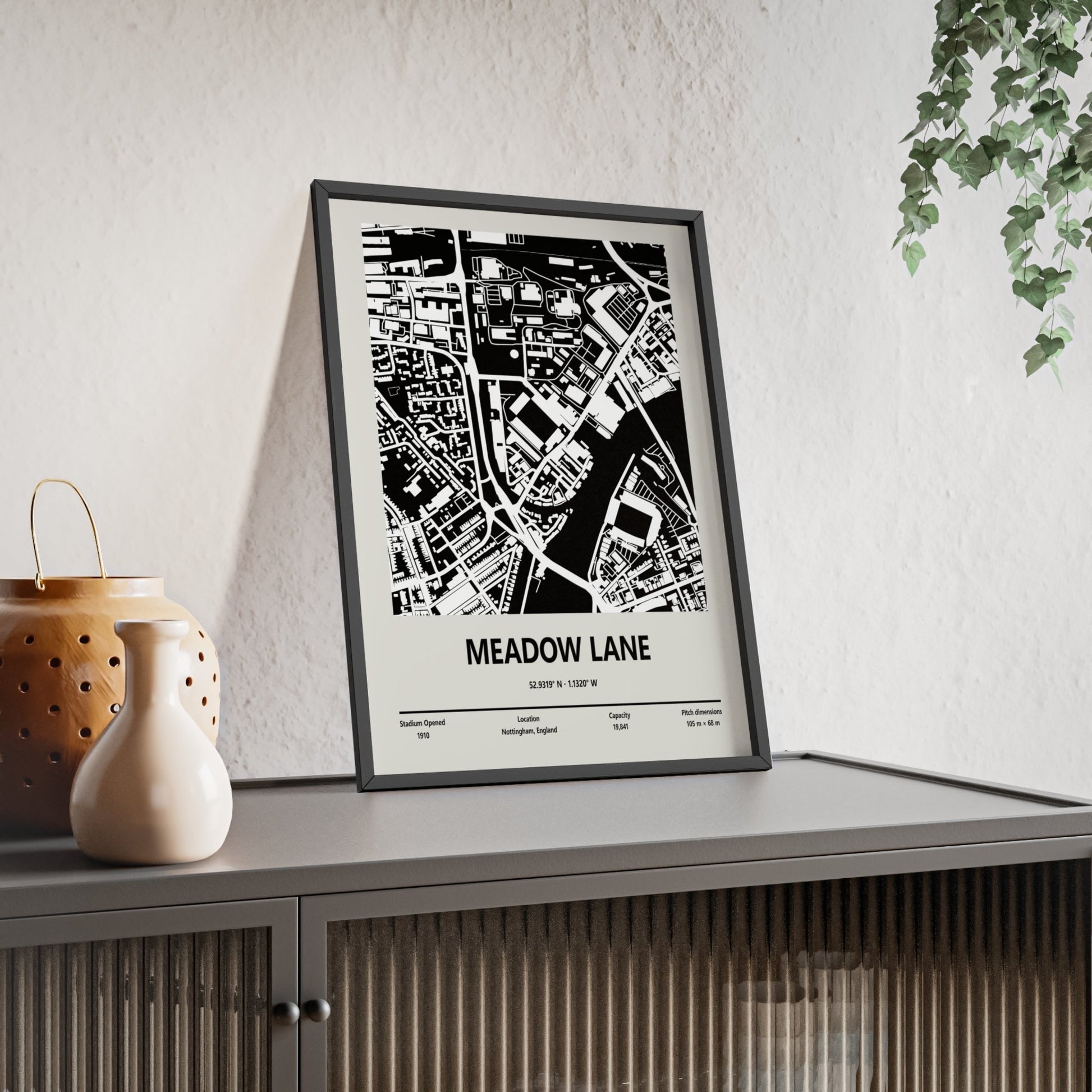Framed Meadow Lane Stadium map print