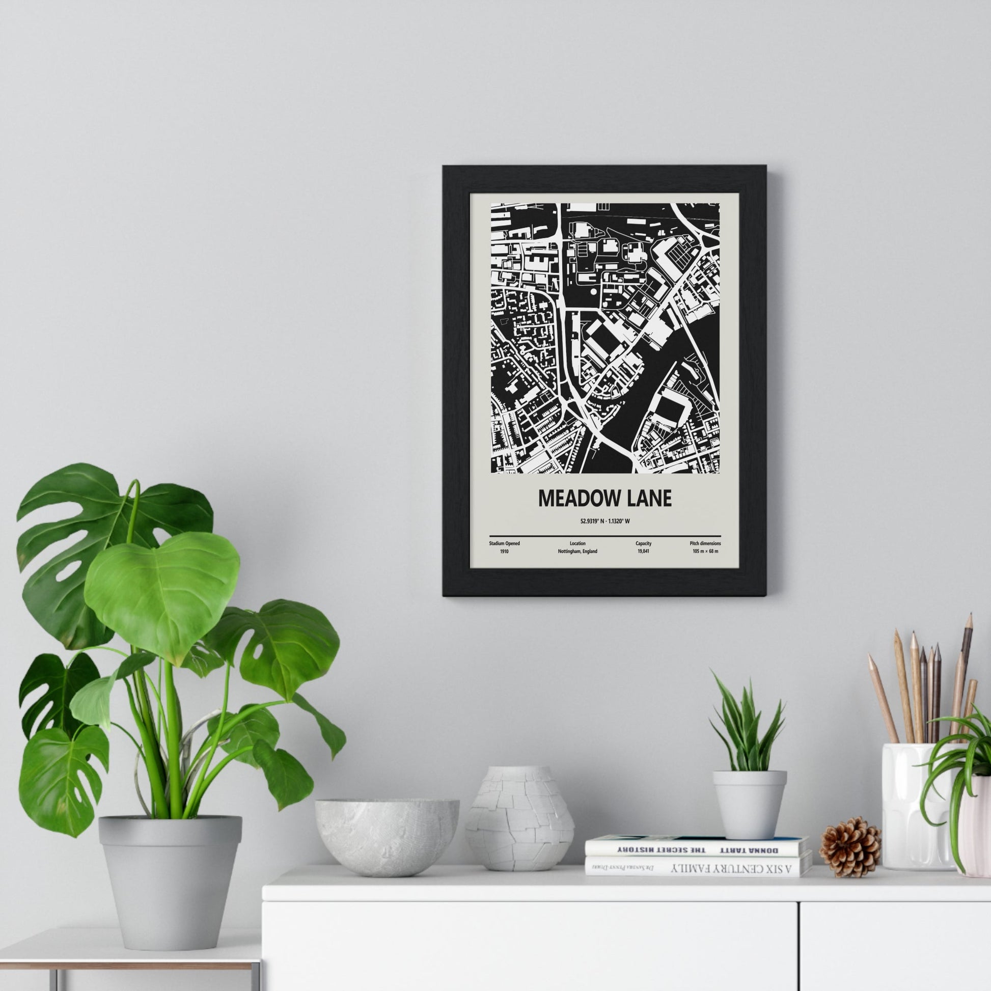 Framed Meadow Lane Stadium map print