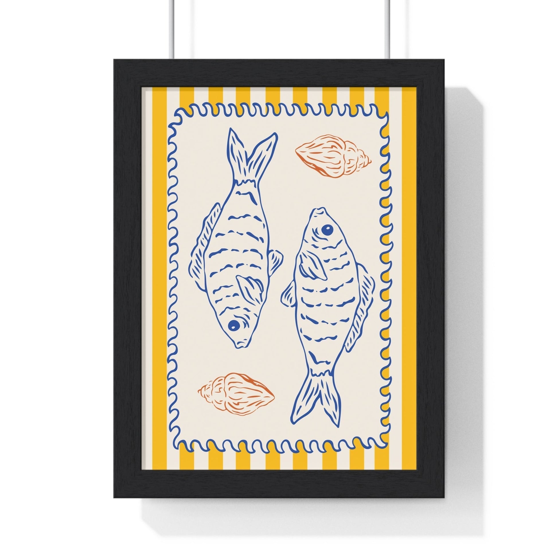 Framed Mediterranean Fish Kitchen Print - Coastal Food print