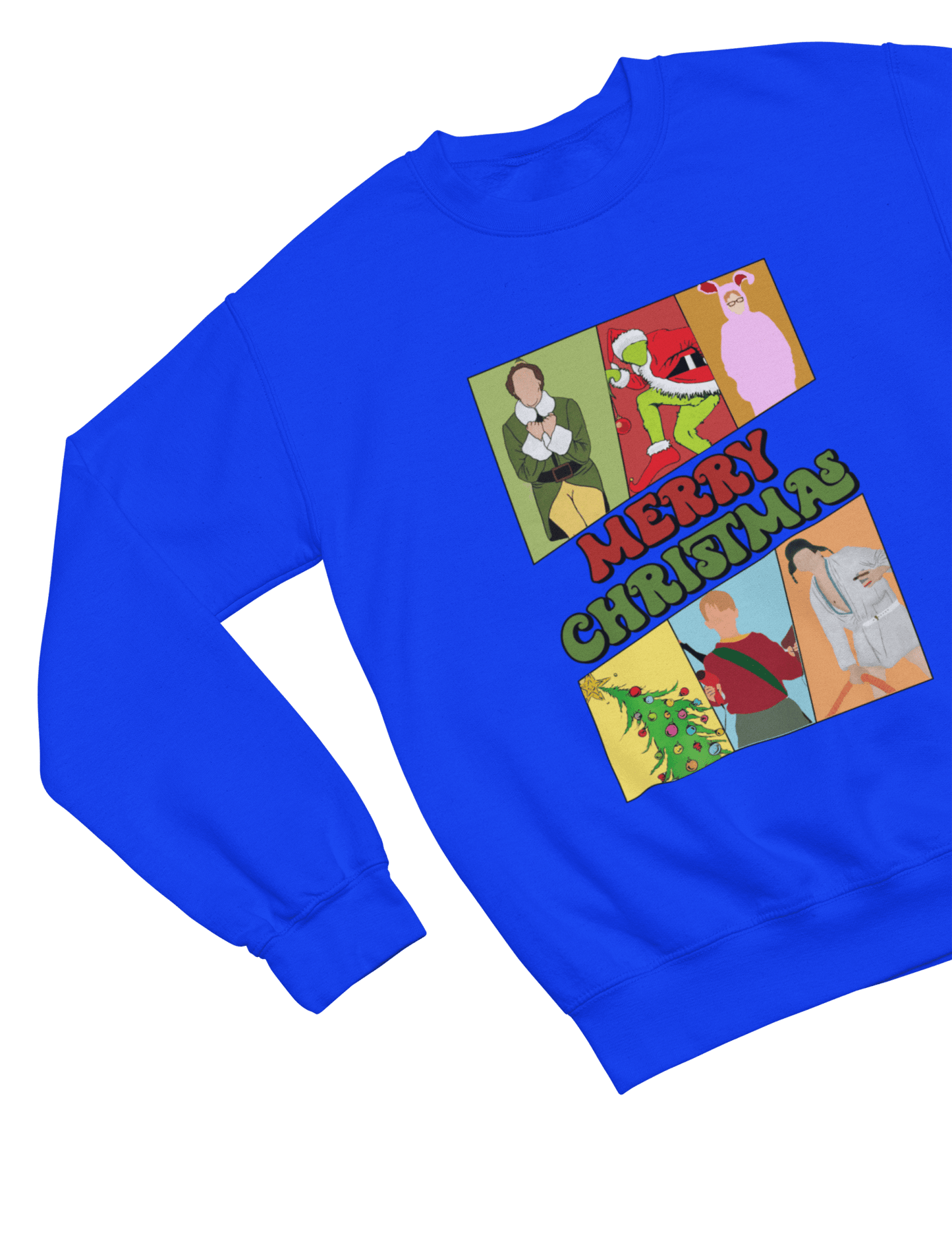 Red t-shirt with Merry Christmas Movie Boys Jumper & - Festive Film Parody wall display