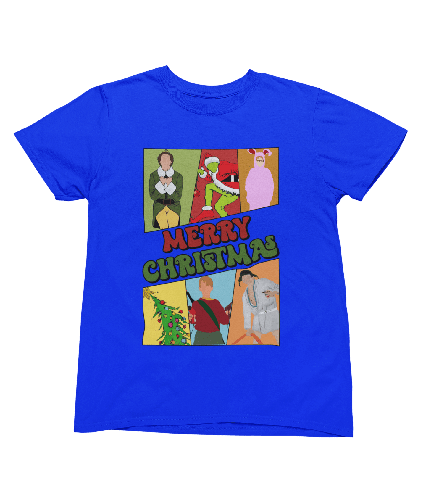 White t-shirt with Merry Christmas Movie Boys Jumper & - Festive Film Parody front view