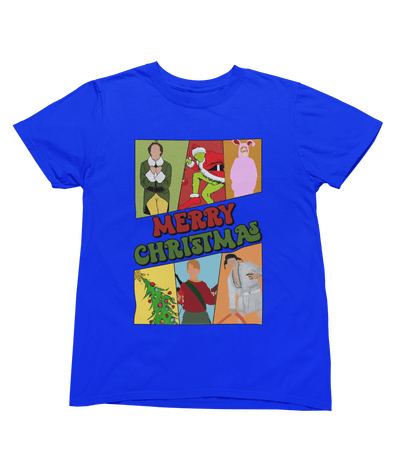 White t-shirt with Merry Christmas Movie Boys Jumper & - Festive Film Parody front view