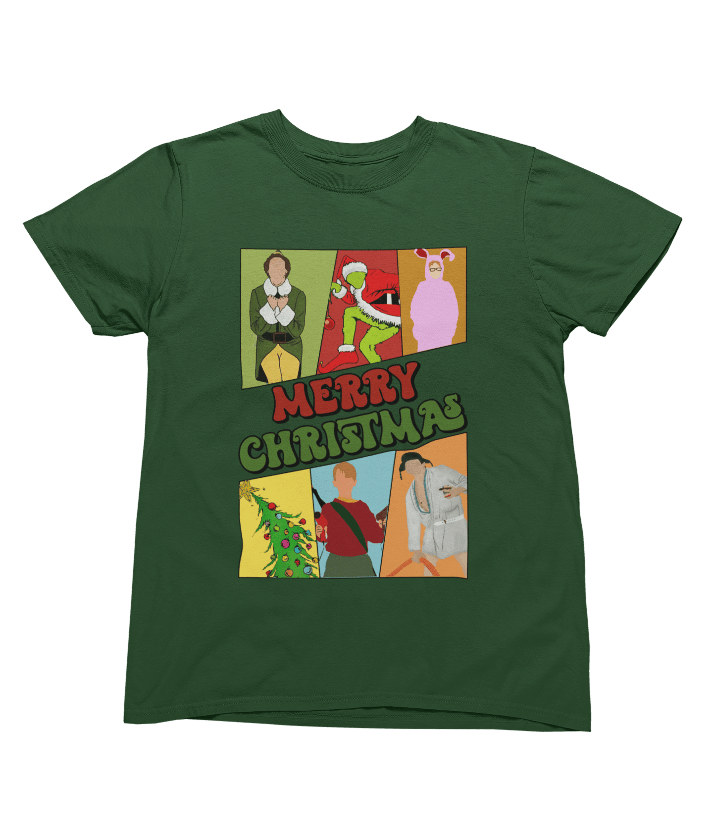 Blue t-shirt with Merry Christmas Movie Boys Jumper & - Festive Film Parody back view