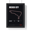 Mexico City Circuit print framed in a black frame, ready to hang