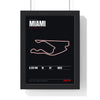 Miami Circuit print framed in a black frame, ready to hang