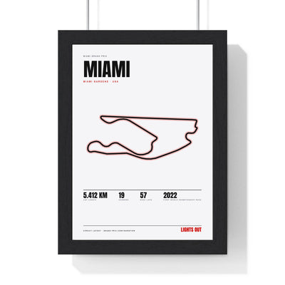 Miami Circuit print White framed in a black frame, ready to hang