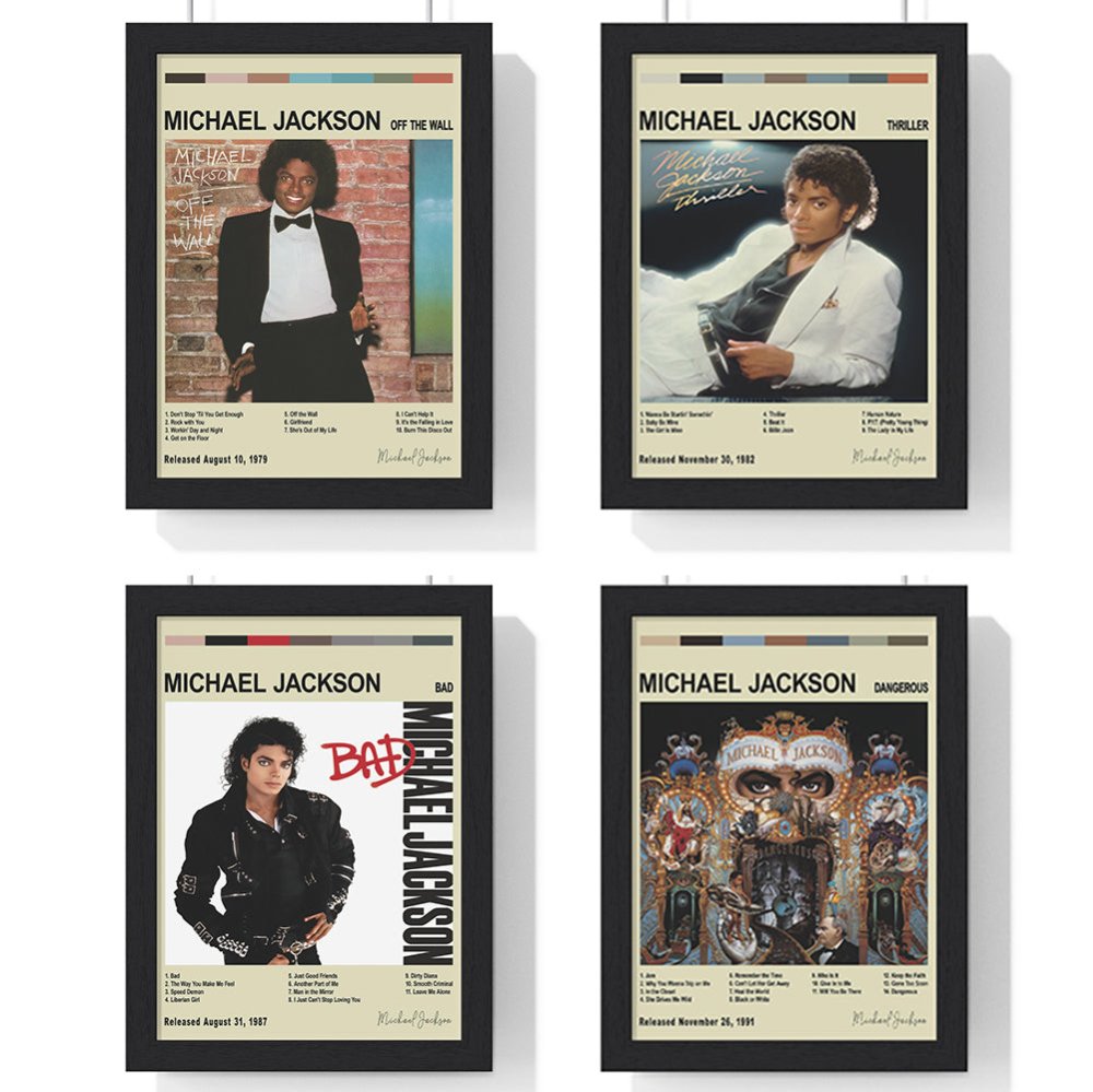 Micahel Jackson Album Poster - Poster Kingz - A5 (unframed) - All 4 Collection - Vintage - album_poster