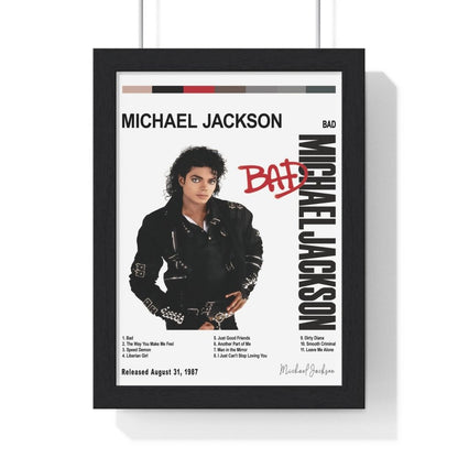 Micahel Jackson Album Poster - Poster Kingz - A5 (unframed) - Bad - White - album_poster