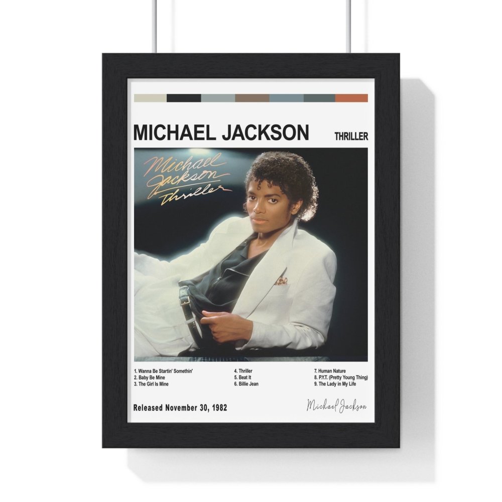 Micahel Jackson Album Poster - Poster Kingz - A5 (unframed) - Thriller - White - album_poster