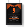 Michael Smith World Darts Final 2023 Darts Poster - Nine-Darter v Van Gerwen Shirt Print framed in a black frame, ready to hang