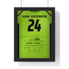 Michael van Gerwen World Darts Final 2014 Darts Poster - Youngest Champion Shirt Print framed in a black frame, ready to hang