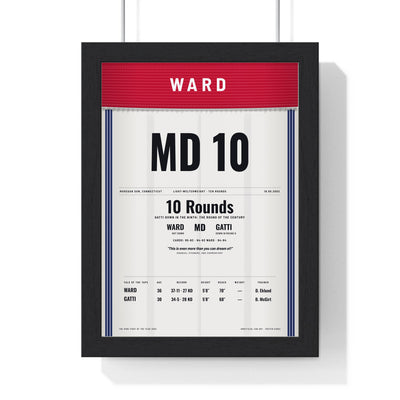 Ward v Gatti 2002 Boxing Poster framed in a black frame, ready to hang