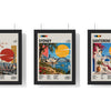 Build Your Own Travel Poster Set - set of Tokyo Mid Century Travel Poster, Sydney Mid Century Travel Poster, Santorini Mid Century Travel Poster