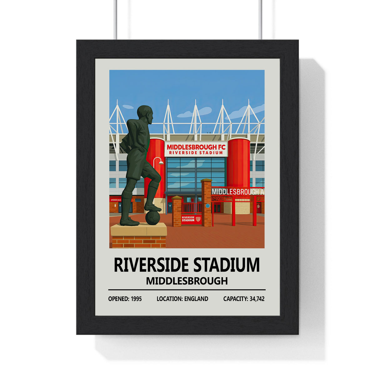 Middlesbrough Riverside Stadium print framed in black MDF frame