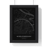 Middlesbrough street map poster in black, minimal city map print framed in a black frame