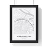 Middlesbrough street map poster in white, minimal city map print framed in a black frame