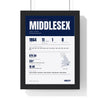 Middlesex Cricket print framed in a black frame, ready to hang