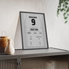 Mika Hakkinen 1997 European Grand Prix Win Poster - 9 Race Suit Print framed and leaning on a sideboard