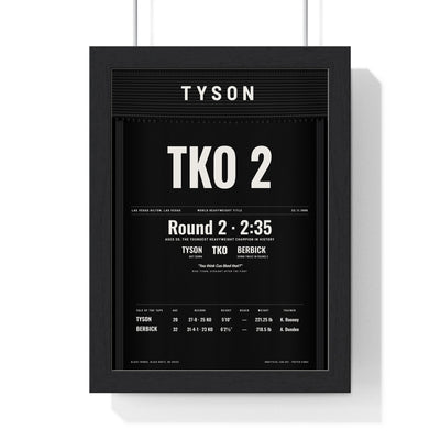 Tyson v Berbick 1986 Boxing Poster framed in a black frame, ready to hang
