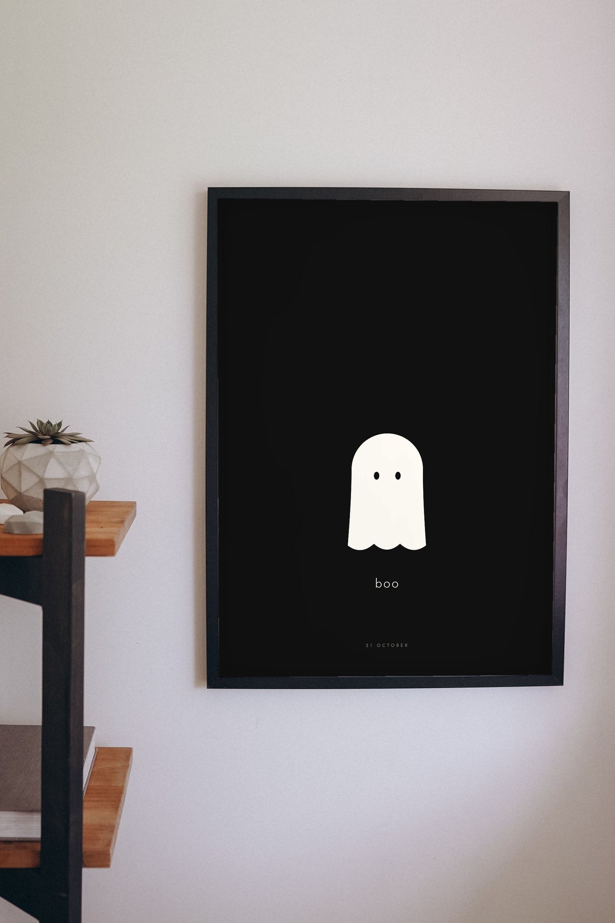 Minimal Ghost Print - on a modern living room wall