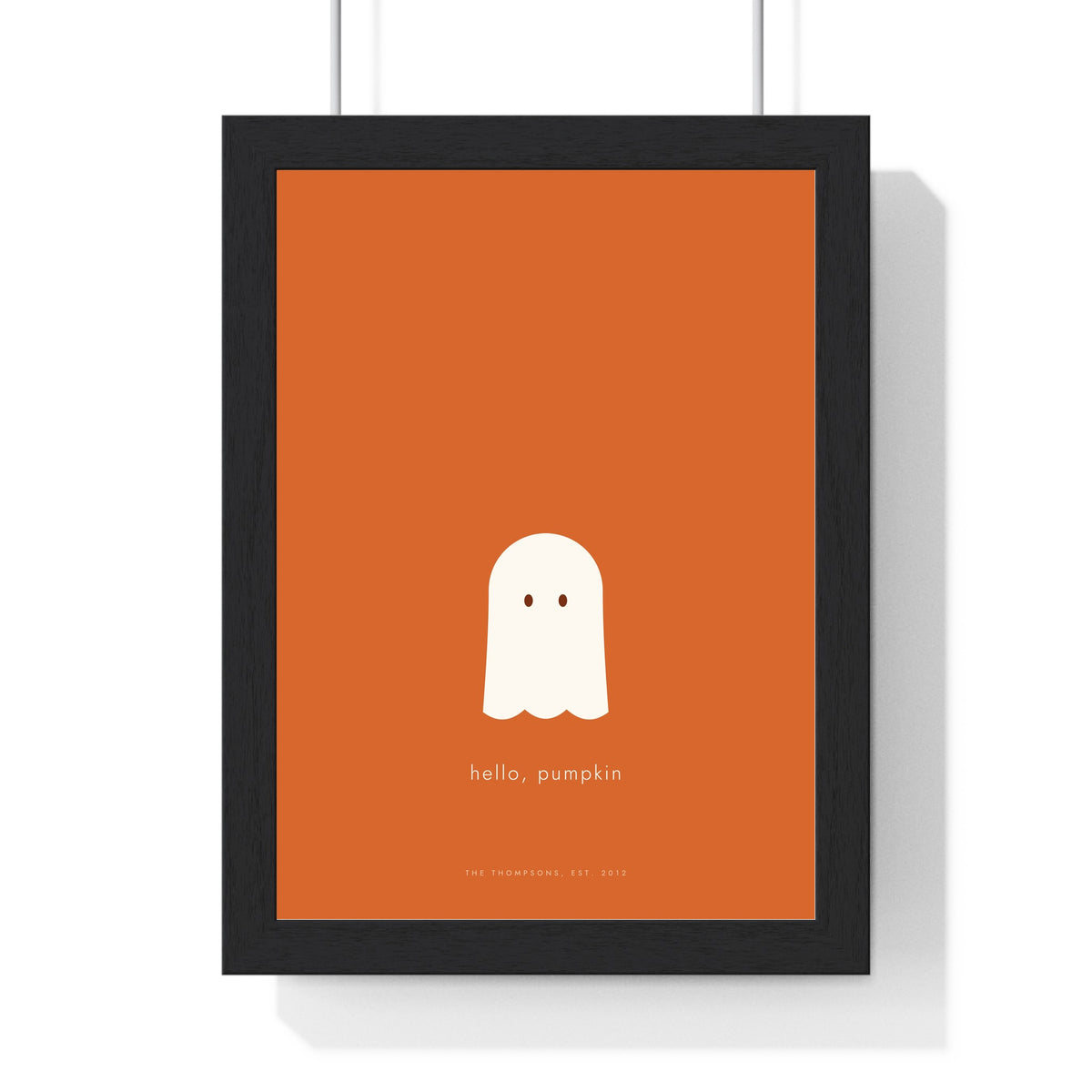 Minimal Ghost Print - pumpkin orange version with a family caption