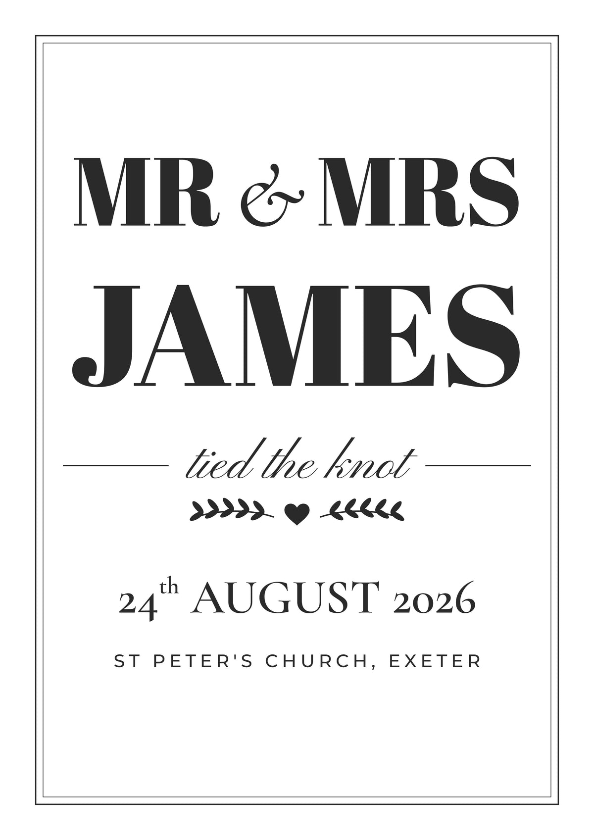Personalised Mr & Mrs Print - design detail