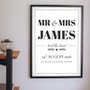 Personalised Mr & Mrs Print - Lifestyle - hanging on a living room wall