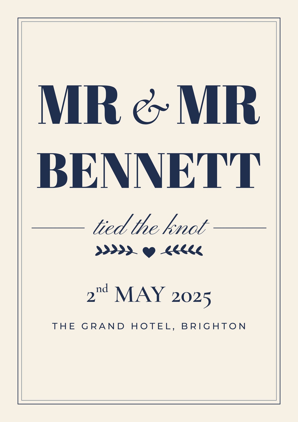 Personalised Mr & Mrs Print - second design