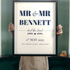 Personalised Mr & Mrs Print - Lifestyle - held up in a bright room