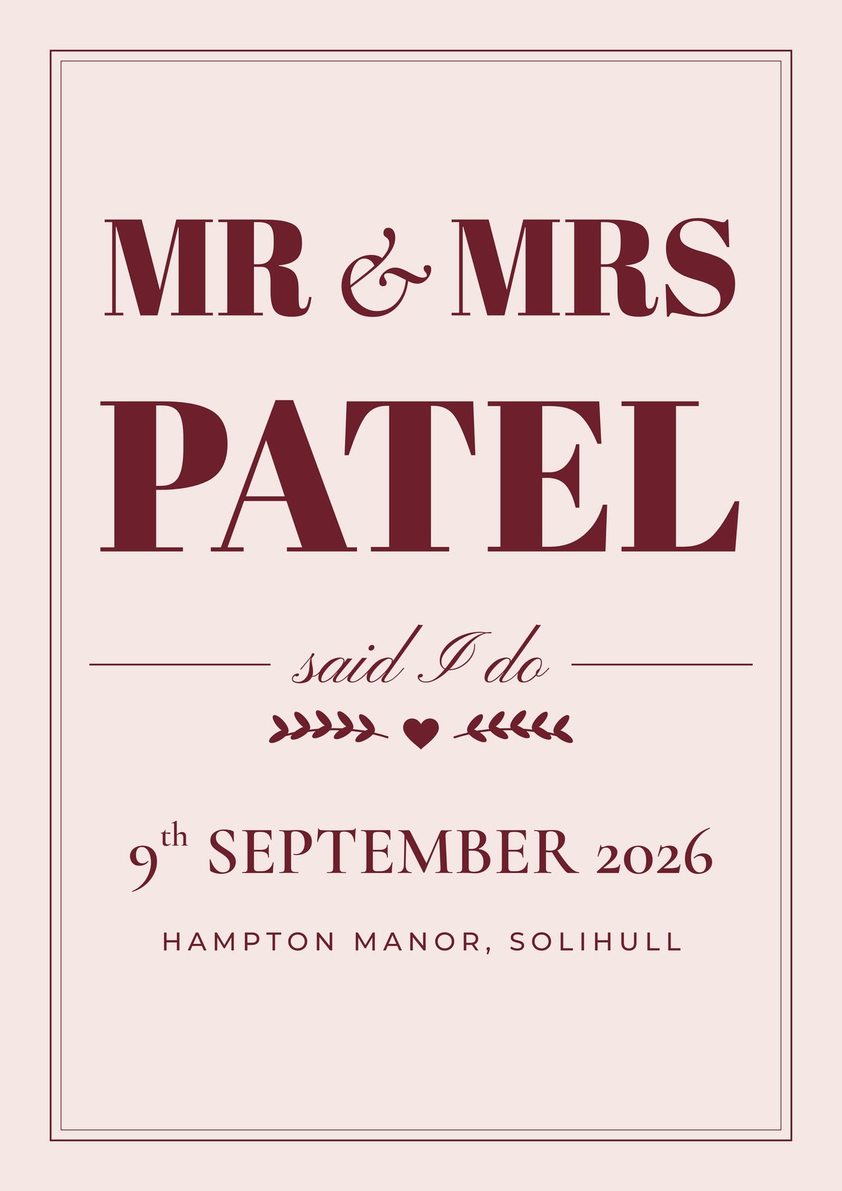Personalised Mr & Mrs Print - third design