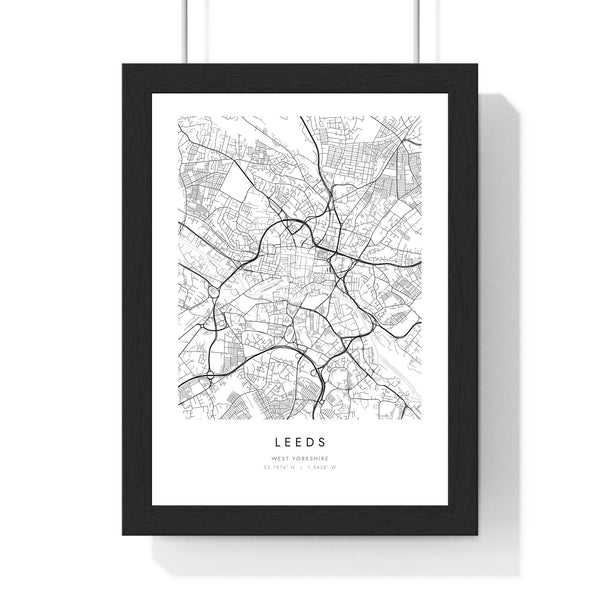 Personalised Coordinates Map Print - framed white town map