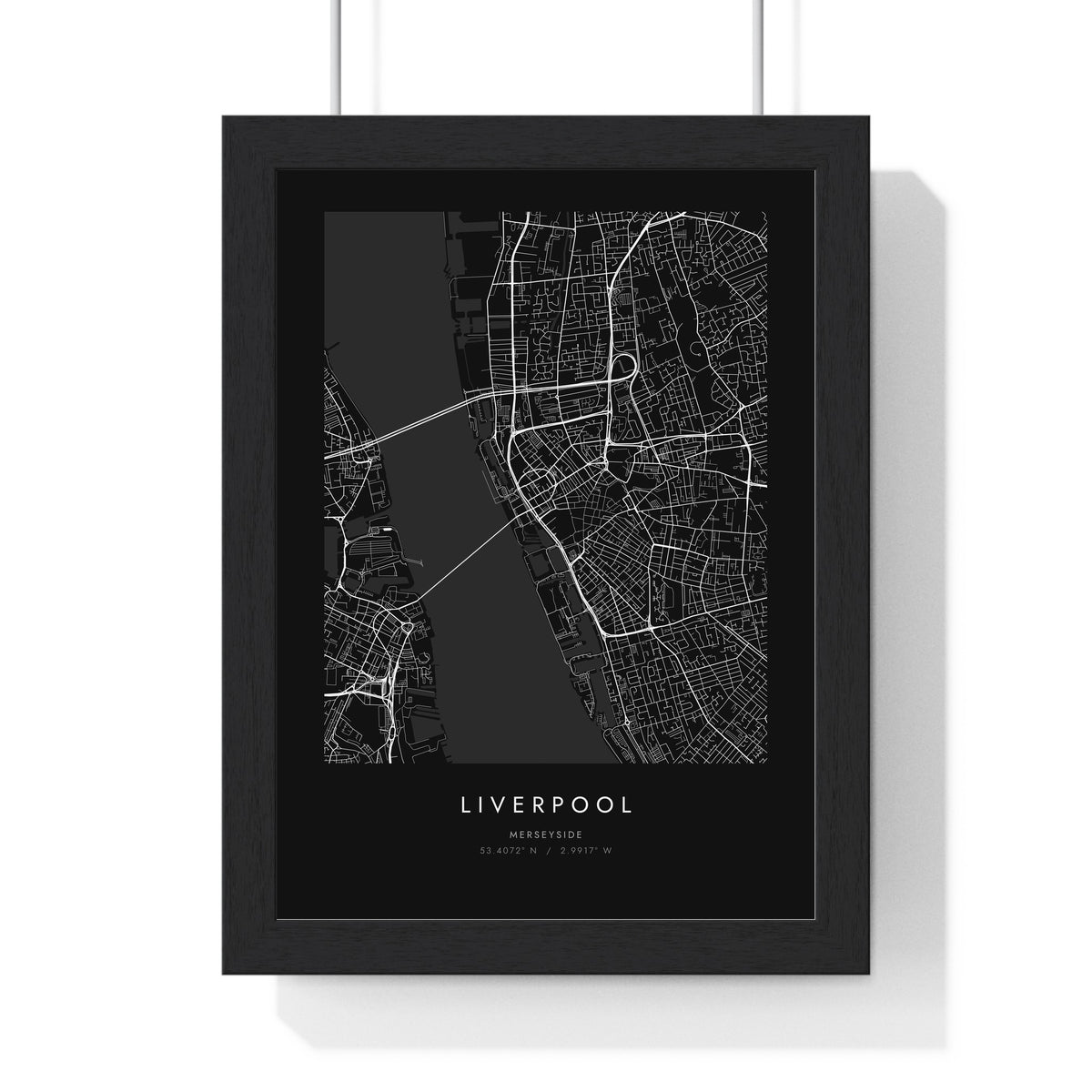 Personalised Coordinates Map Print - framed black map