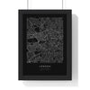 Personalised City Map Print - framed black London city map