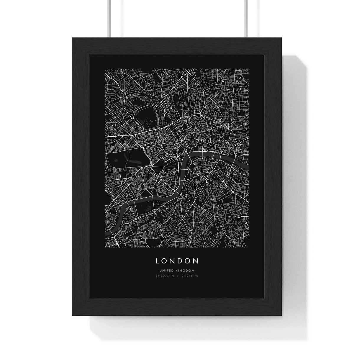 Personalised City Map Print - framed black London city map
