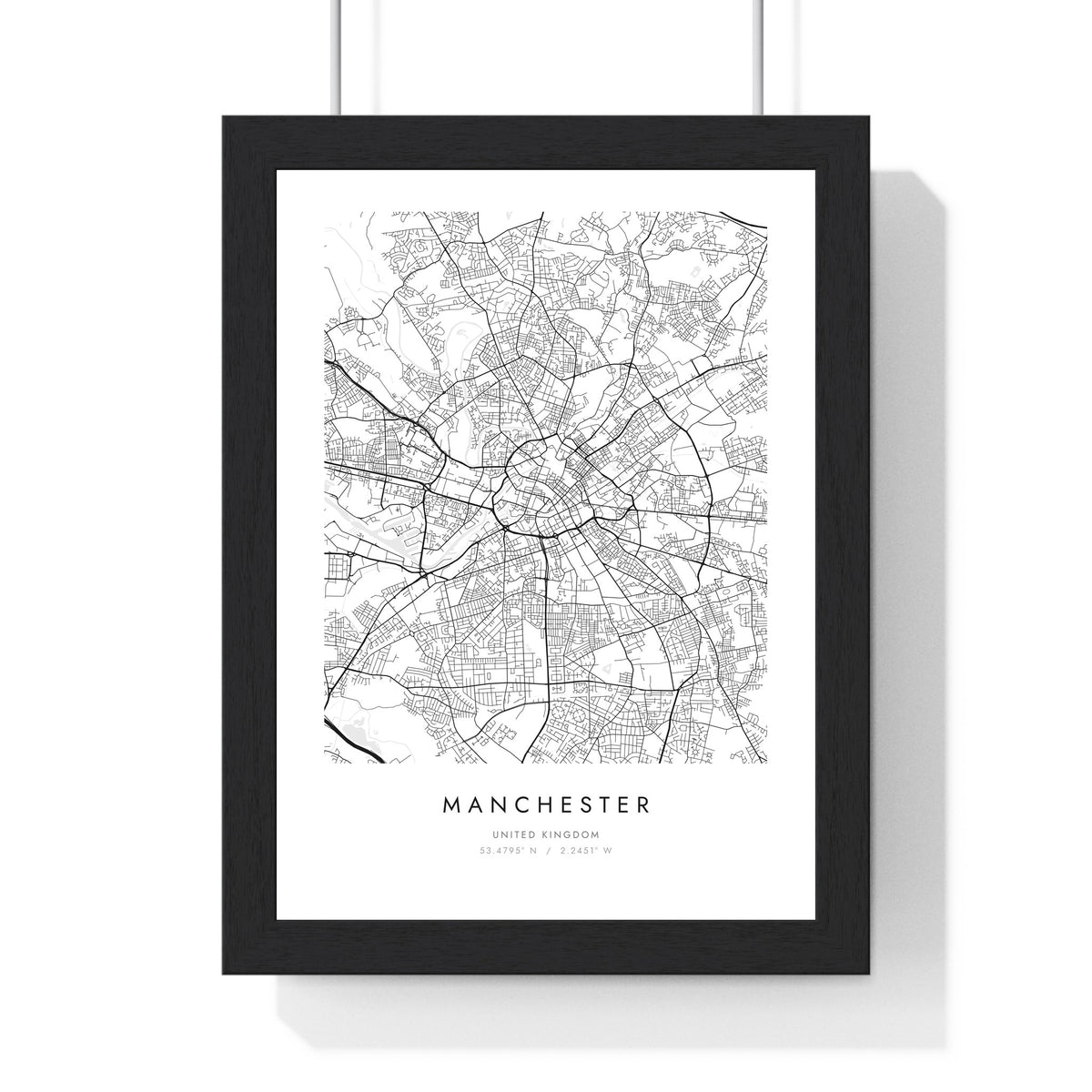 Personalised City Map Print - framed white city map