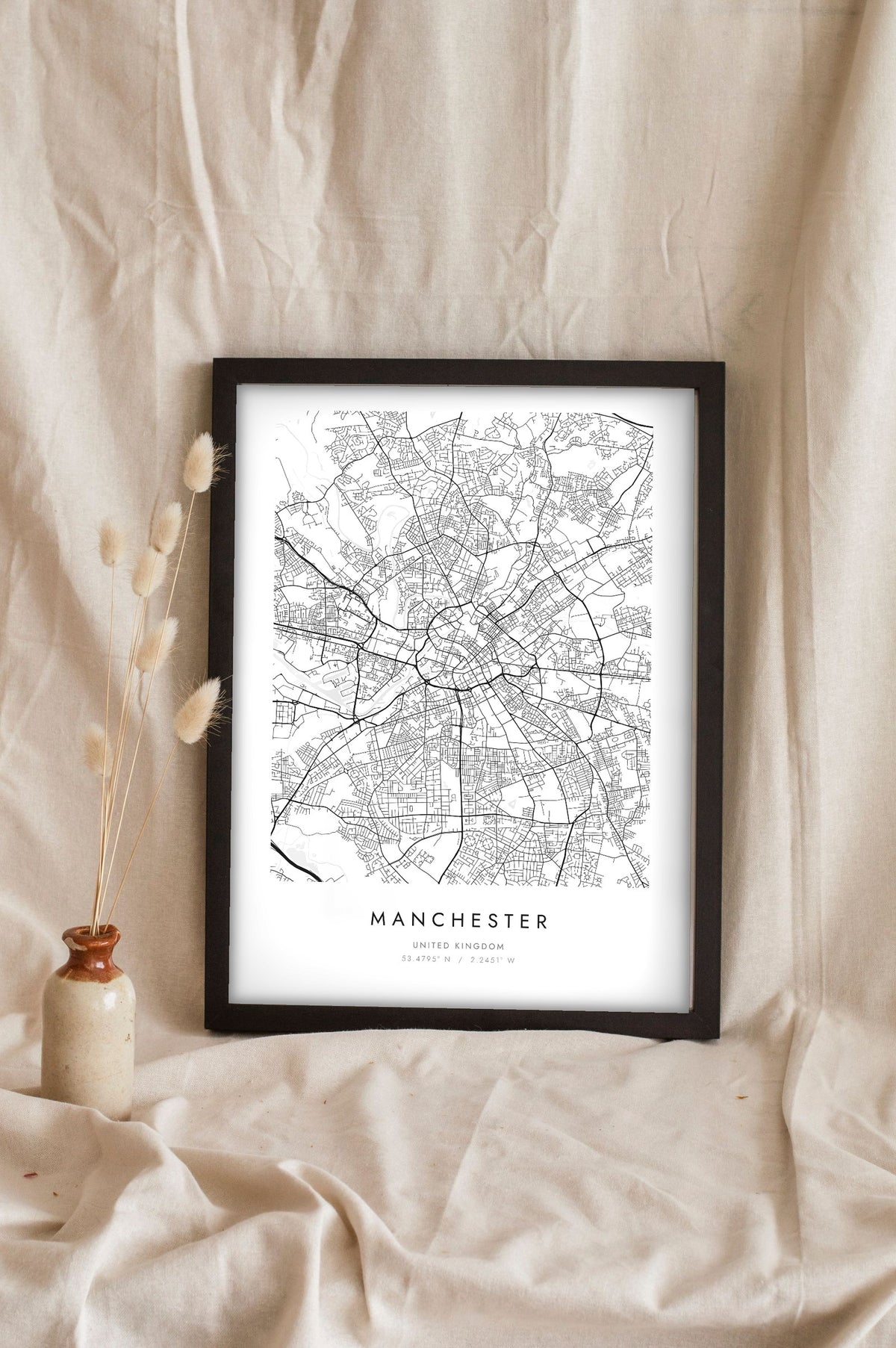 Personalised City Map Print - white Manchester city map