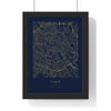 Personalised City Map Print - framed navy and gold Paris map