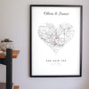 Personalised Engagement Map Print - on the living room wall