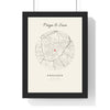 Personalised Engagement Map Print - framed cream circle map